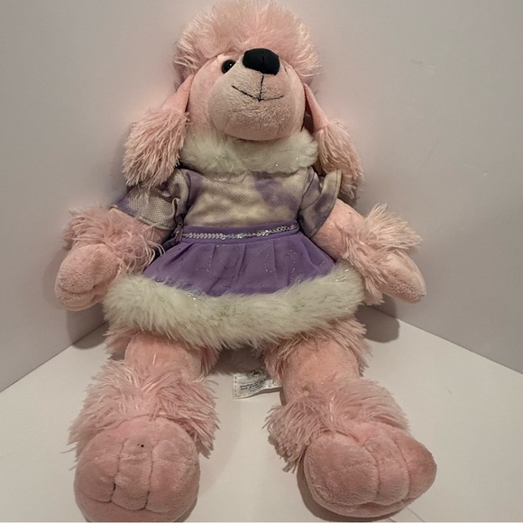 Pink French POODLE with Oufit Plush Stuffed Animal DOG 19" Build-A-Bear STAINS - Picture 1 of 9